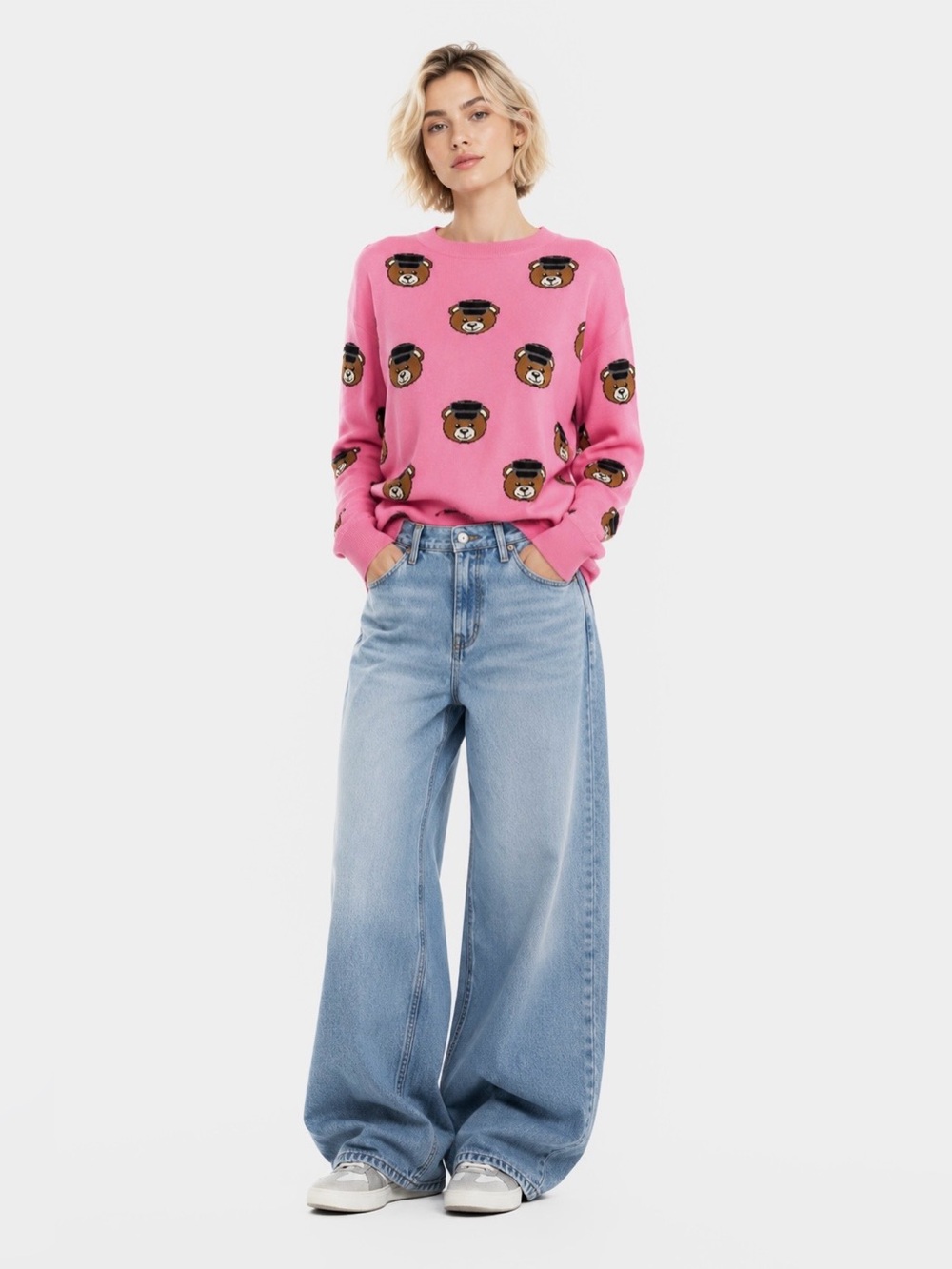 New MOSCHINO Couture ! 
All-over Teddy Bear pullover in fuchsia